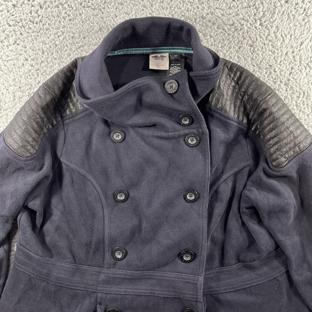 Harley-Davidson Peacoat Womens Plus 1X Navy Blue Jacket Double Breasted Moto - Picture 3 of 9